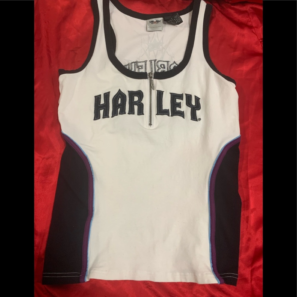 Harley-Davidson Womens zip up tank top, color block, Large
